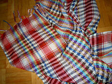 Exclusives kariertes Tuch feines Leinen gewoben Hohlsaumkaros Fransenbüschel