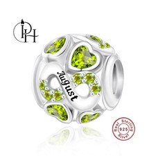 August Geburtsstein Anhänger Geburtstagsgeschenk Geburtsmonat echt 925 Silber limettengrün