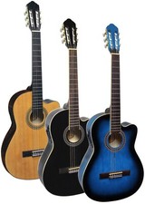 GITARRE mit TONABNEHMER, KONZERTGITARRE, 4-BAND EQ, CUTAWAY, ELEKTRONIK  + KABEL