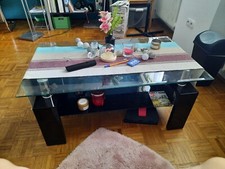 Sofatisch- aus Glas mit Schwarzen Beinen aus Glas,von XXL Lutz, Couchtisch