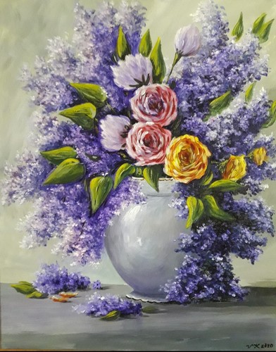 Fliederblume rose acryl - fliederblume-rose,