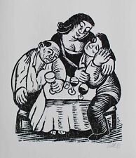 Lothar Sell Der Wein Ostdeutsche Kunst Mappe signiert Holzschnitt 1983