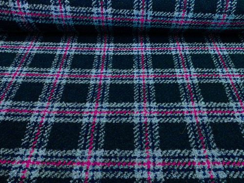 Wollmix boucle stoff mit karo - boucle,