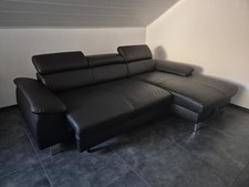 Wohnlandschaft Sofa Ledersofa L-Form Ecksofa Elektrisch Verstellbar Schwarz