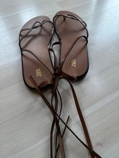 ZARA Sandalen zum Binden "Gladiator" Braun, Neu, Gr.39