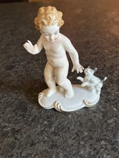 German Porcelain Boy With Dog