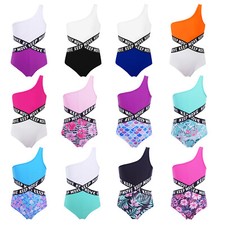 DE Mädchen Badeanzug Einteiler Bikini Tankini mit Blumen Druck Schwimmanzug