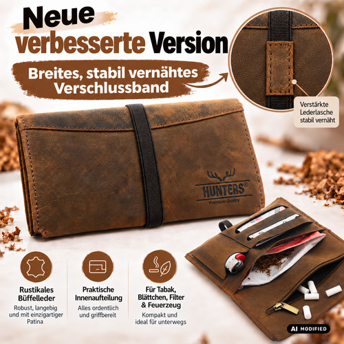 Echt leder tabakbeutel - echt,