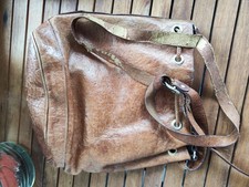 Vintage Echtleder Beuteltasche Braun – Zugband – Innenfach – Boho Retro