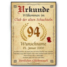 94. Geburtstag Urkunde
