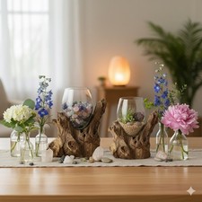Wurzelholz mit glas deko - glas,