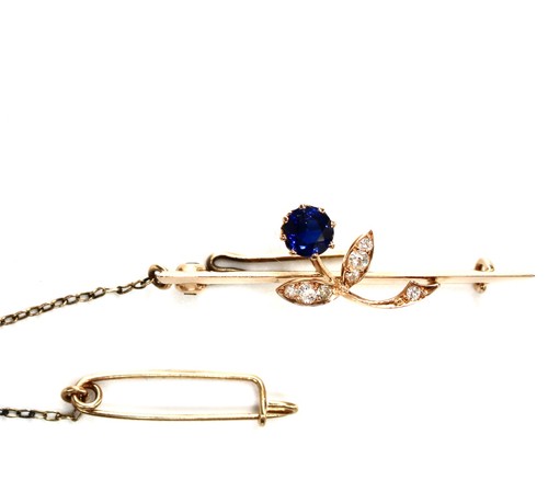 Brosche 585 gelbgold saphir - brosche,