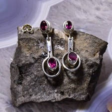 Granat Ohrring, 925er Silber, Edelstein Ohrring (580), Edelsteinschmuck