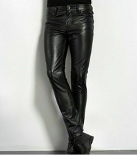 DE Herren Wetlook Leder Hose lang Enge Kunstlederhose Slim fit Leggings Clubwear