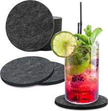 12er Set-Filz Glasuntersetzer rund Schwarz Filz untersetzer, Getränkeuntersetzer
