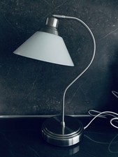 IKEA KROBY Metall Lampe Leuchte Glas Schirm Weiß Tischlampe
