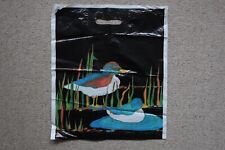 Einkaufstüte Plastiktüte Enten Gräser schwarz grün blau gelb 44,7 cm X 38,6 cm