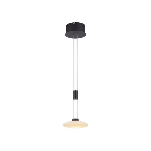 Pendellampe rund schwarz - , glas