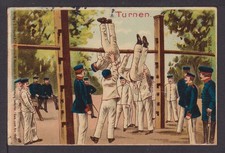 Sport Ansichtskarte 1.Weltkrieg Soldaten Turnen Frankfurt Hessen Neudorf