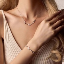 Kupfer vergoldet Halskette mit geometrischem Mond Anh?nger f��r Damenmode