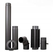 Kaminrohr Rauchrohr Kamin Ofen Ofenrohr Bogen Wandfutter Stahlrohr Schwarz 2mm