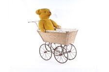 1 x alter Kinderwagen Puppenwagen Deko Vintage Retro Bär Teddy Griff Porzellan
