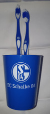 Schalke 04 Zahnputzbecher und zwei Zahnbürsten