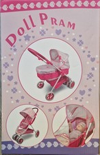 Puppenwagen Kinderwagen Buggy Kombi „Doll Pram“ pink/lila klappbar für Puppen