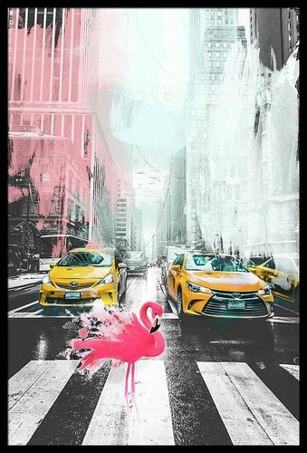 Einzelstück pop art flamingos - art,