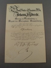 Braunschweig, Urkunde Offizierskreuz Orden Heinrich des Löwen, Johann Albrecht