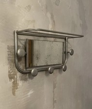 Art Déco Wandgarderobe mit Spiegel aus Frankreich, Aluminium, 1920er