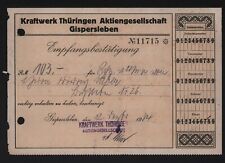 GISPERSLEBEN, Rechnung 1934, Kraftwerk Thüringen AG