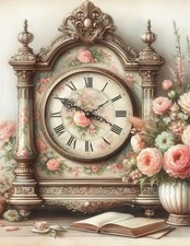 Wandbild Blumenuhr  Kunstdruck