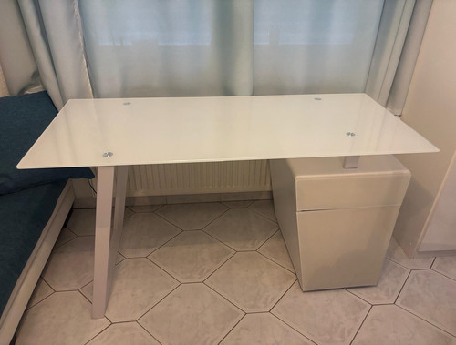 Schreibtisch weiß glasplatte - weiß,