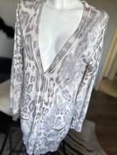 Marc CAIN Strickjacke Long Pullover Gr. N3 38 Grau Creme Leo Kaschmir Wolle Neuw