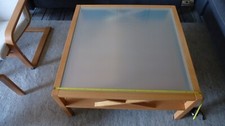  Tisch Hülsta Buche mit satiniertem Glas, 90 x 90 x 45 cm, mit Lieferung* 