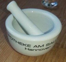 Mörser mit Stößel Apotheke am Sallplatz Hannover weiß Porzellan 155g 4,2 cm hoch
