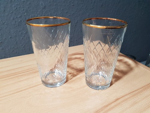 Apfelweinglas mit goldrand - 2x,