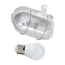 OVAL Kellerleuchte Kellerlampe Feuchtraumleuchte Grau inkl. LED E27 8W 4000K