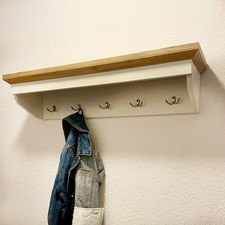 Landhausstil Garderobe mit Hutablage Garderobenleiste Holz 83cm Wandgarderobe