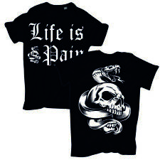 Übergrößen T-Shirt Life is Pain Hardcore Schlange Totenkopf Motiv 3XL bis 8XL 