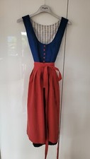 handgenähtes DIRNDL Waschdirndl blau-schwarz + rote Schürze Gr. 36, TOP