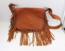 ZARA Leder Boho Fransentasche Vintage Handtasche Schultertasche Umhängetasche