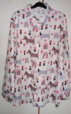 sooo niedlich Damen Hunde Bluse Hund Dog weiß bunt Muster Gr. XXXL 50 NEU