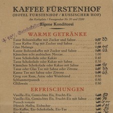 Menükarte Fürstenhof Weimar