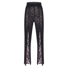 ranrann Damen Lange Hose Leopard Print Leggings Sheer Mesh Pants Latein Modern 
