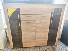 Highboard 4-türig mit zwei Schubkästen und LED sonoma-eiche (gebraucht)