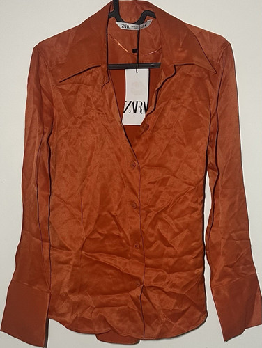 Zara satin bluse orange - zara,