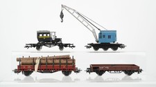 Märklin H0 Konvolut 1. Kranwagen "Krupp-Ardelt" und 1 Kranschutzwagen, 1 Rungenw
