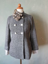 Jacke Kragen Leo Rockabilly Fake Fur schwarz weiss Blutsschwester Gr. XS / 34